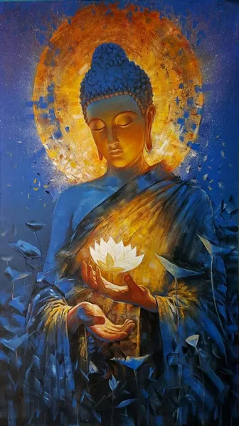 Illuminated Serenity: Buddha's Lotus Light