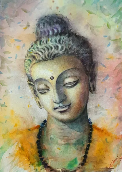 Serene Buddha in Watercolor Meditation
