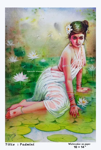 Padmini: Lotus Goddess in Watercolor Grace