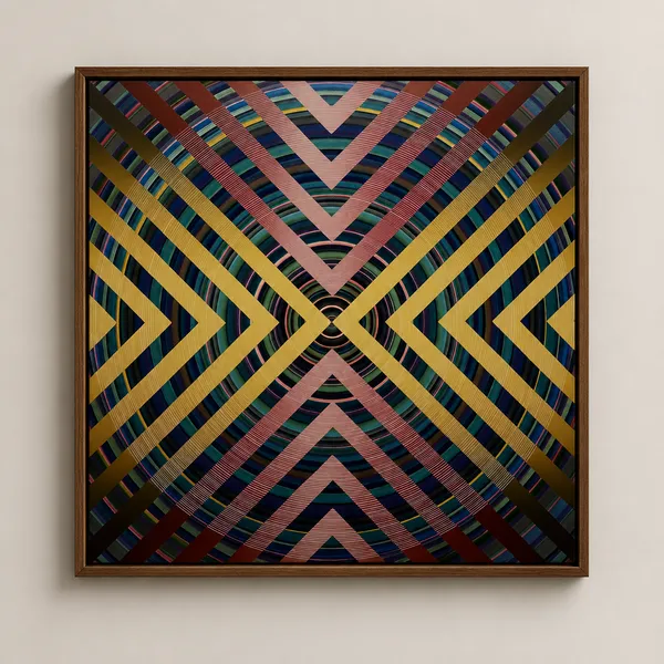 Geometric Convergence: Golden X with Nested Chevrons