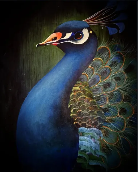 Midnight Majesty: Peacock in Ethereal Blue