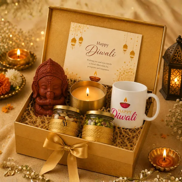 Golden Diwali Blessings Hamper with Ganesha & Lanterns