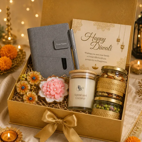 Golden Diwali Celebration Hamper with Personalized Journal