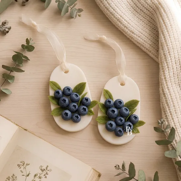 Blueberry Garden Ornament Duo