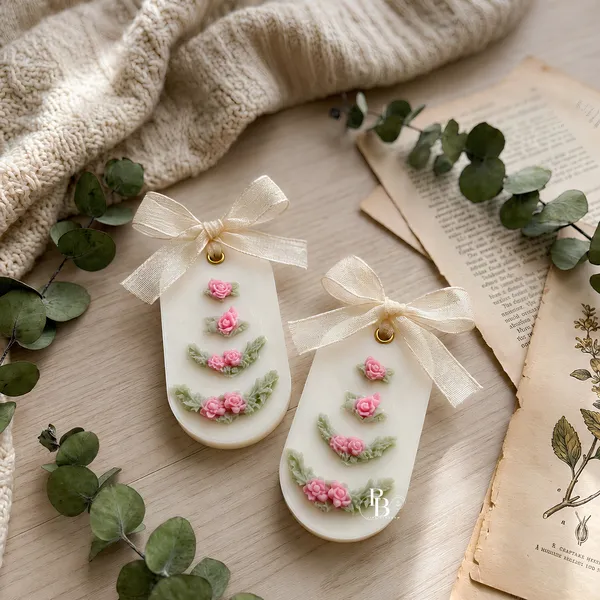Embroidered Rose Garden Wax Ornaments