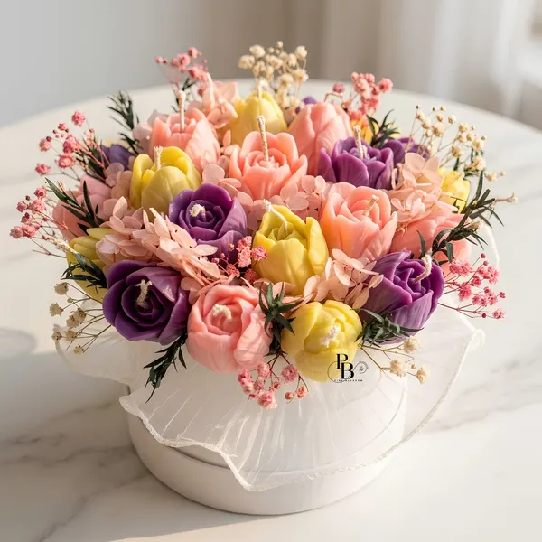 Pastel Garden Candle Arrangement