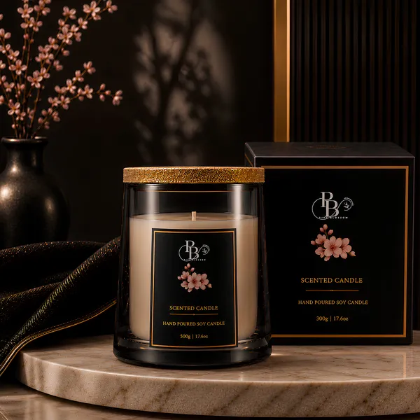 Blush Blossom Luxury Soy Candle with Wooden Lid