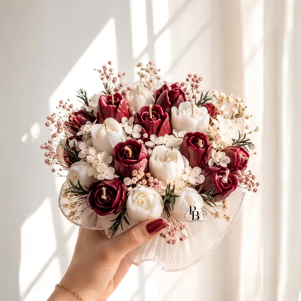 Crimson & Ivory Peony Blossom Arrangement