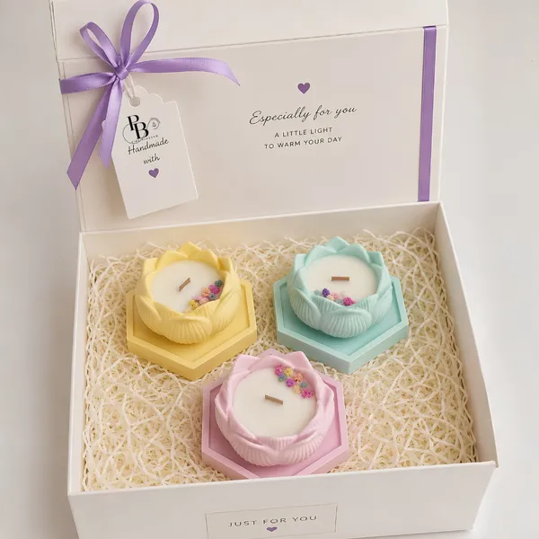 Pastel Dreams: Handcrafted Floral Candle Trio