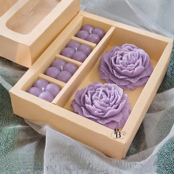 Lavender Peony Bloom Candle & Sphere Harmony Set