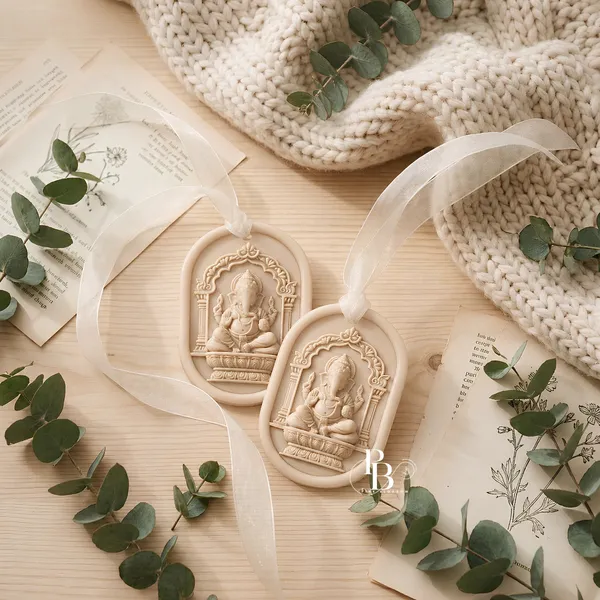 Divine Grace Sculptural Ornaments with Silk Ribbons