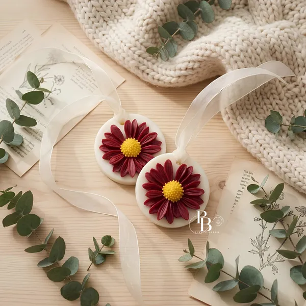 Crimson Daisy Dreams – Botanical Wax Art Duo