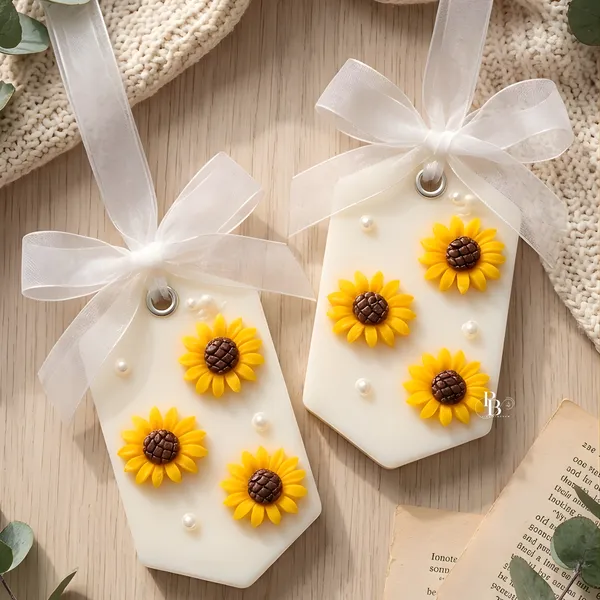 Sunflower Dreams: Handcrafted Wax Candle Tags