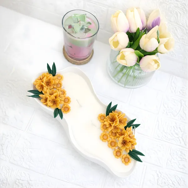 Pastel Bloom Decorative Wax Candle Vessel