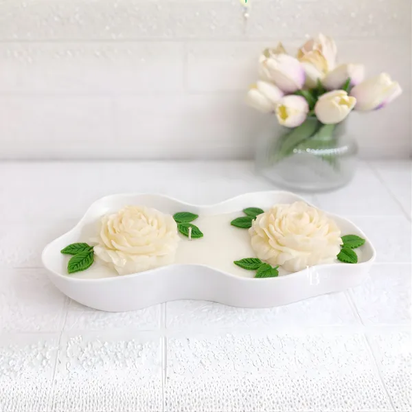 Cream Rose Elegance Decorative Wax Bowl