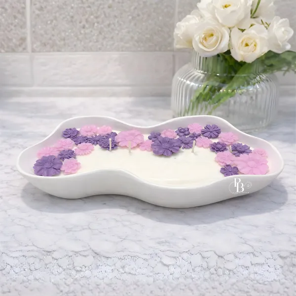 Floral Dreams Wavy Dish - Purple & Pink Blooms