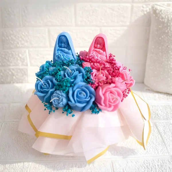 Twin Blessings Floral Candle Sculpture
