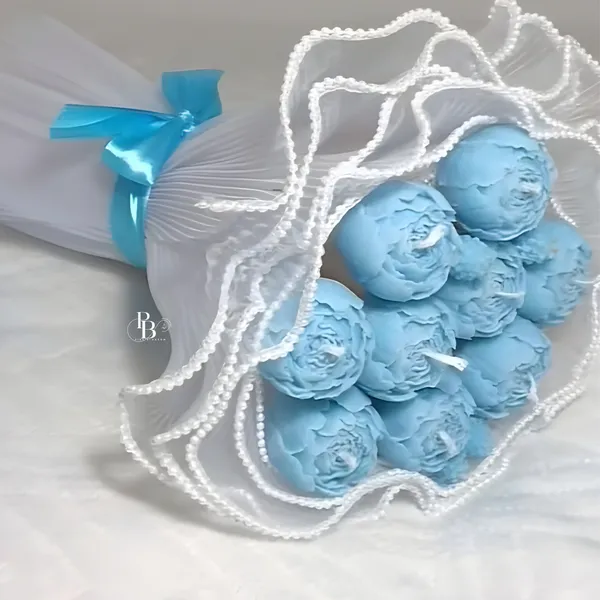 Ethereal Blue Rose Sphere Candle Bouquet