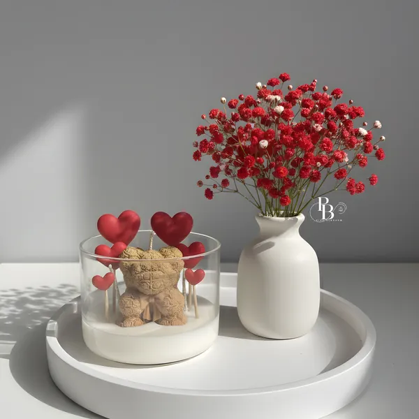 Teddy's Love Garden – Wax Candle Sculpture