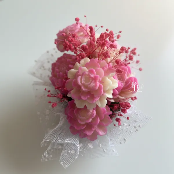 Ethereal Pink Peony Wax Sculpture with Dried Botanicals