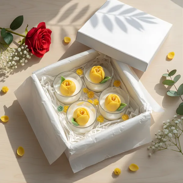 Yellow Tulip Blossom Candles in Glass Vessels