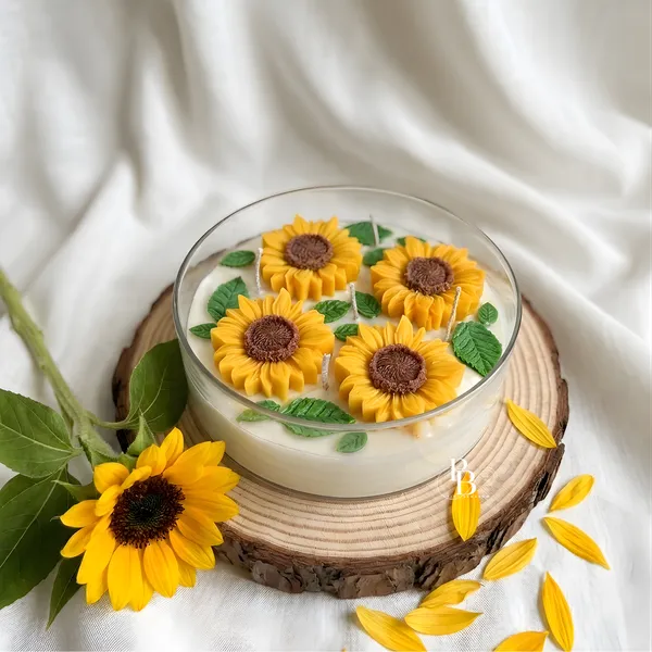 Sunflower Garden Floating Candle Meditation Bowl