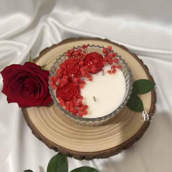 Crimson Rose Garden Decorative Candle