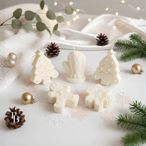 Luminous Winter Forest: Sculpted Candle Ensemble