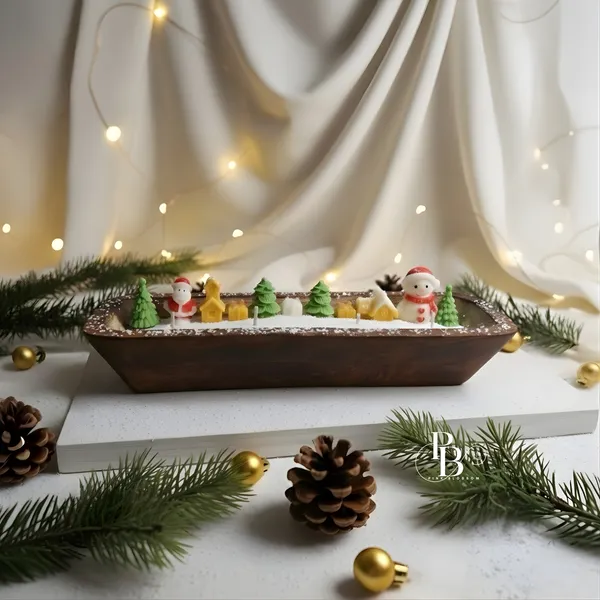 Miniature Winter Village Candle Landscape