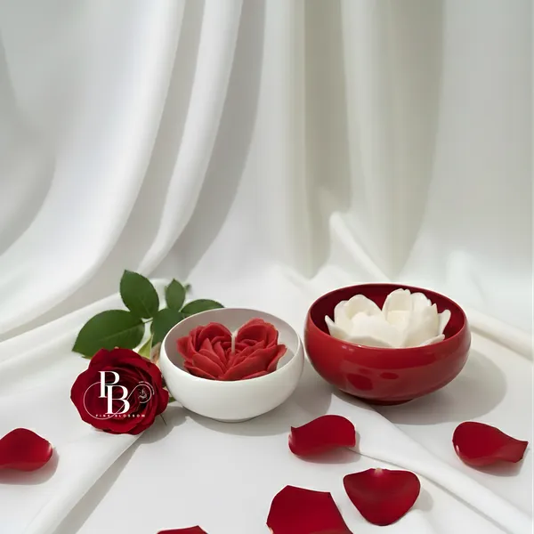 Crimson Petals & Ivory Blooms Candle Set