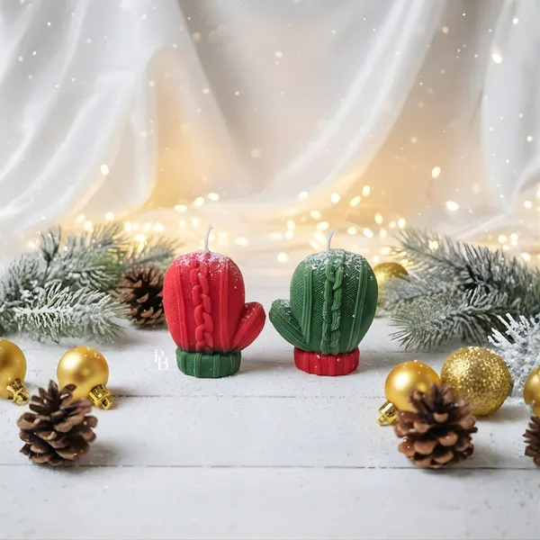 Festive Cactus Pair: Red & Green Holiday Candles