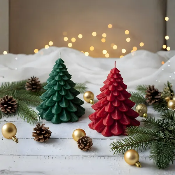 Winter Woodland Evergreen Candle Duo