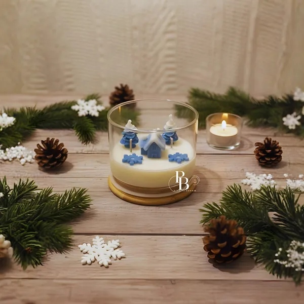 Winter Village Soy Candle with Ceramic Charm