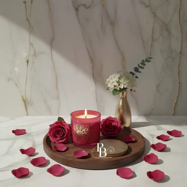 Crimson Rose Meditation: Candlelit Marble Sanctuary