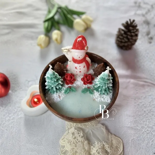Festive Snowman Winter Wonderland Decorative Candle
