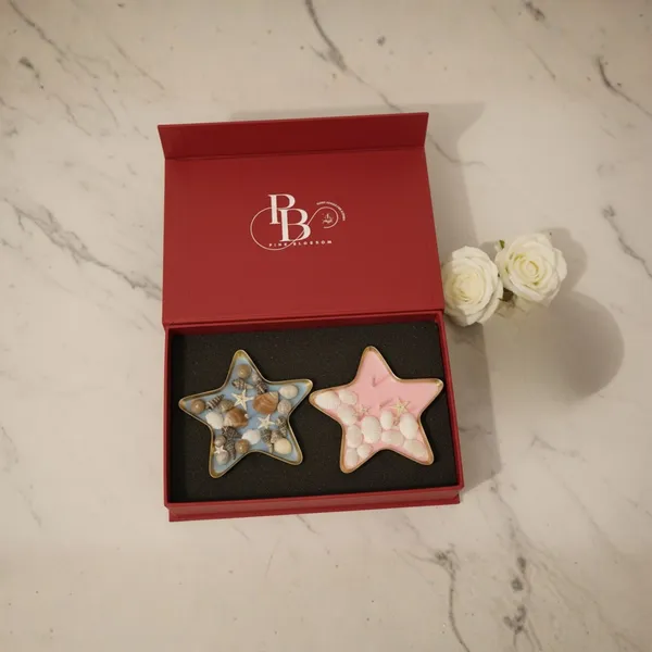 Celestial Shells Star Candles – Ocean & Blush Duo