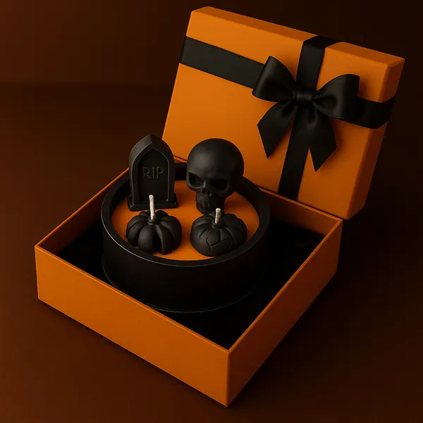Halloween Haunting: Skull & Pumpkin Wax Candle Set
