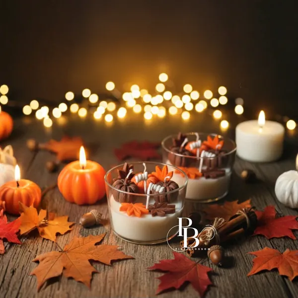 Autumn Spice Soy Candle with Chocolate Florals
