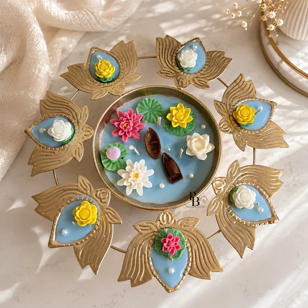 Lotus Pond Sanctuary: Gilded Floral Water Garden