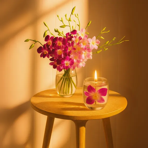Orchid Bloom Illuminated Decorative Candle