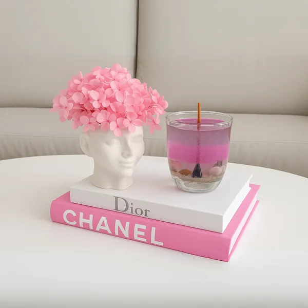 Pink Gradient Luxury Soy Candle with Decorative Gems