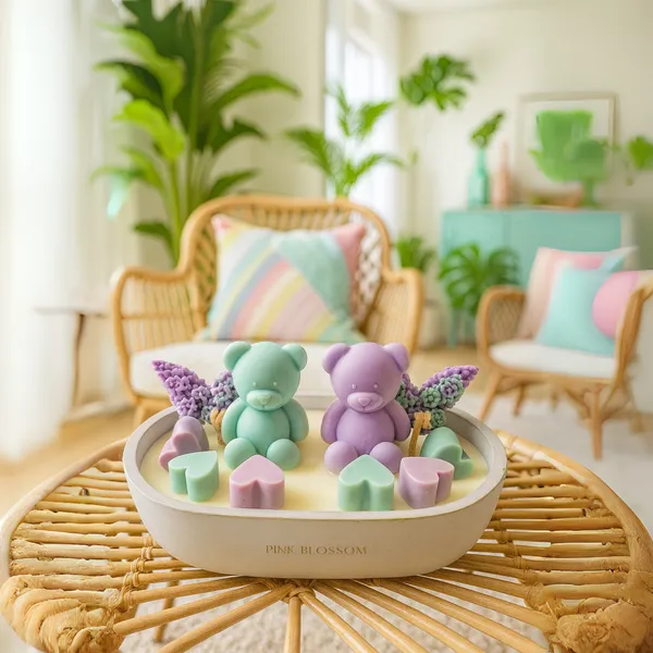 Pastel Teddy & Floral Wax Decor Bowl