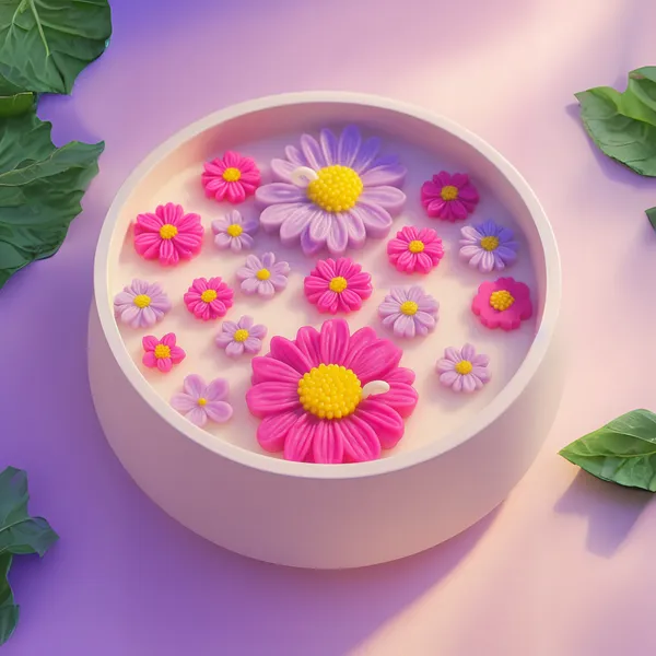 Floating Daisy Blossoms in Lavender Dreams