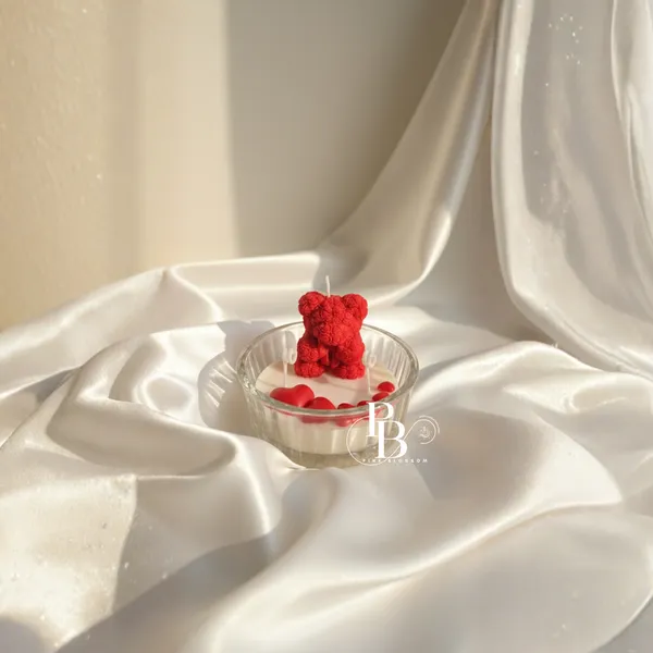 Miniature Bear Candle Collection with Resin Hearts