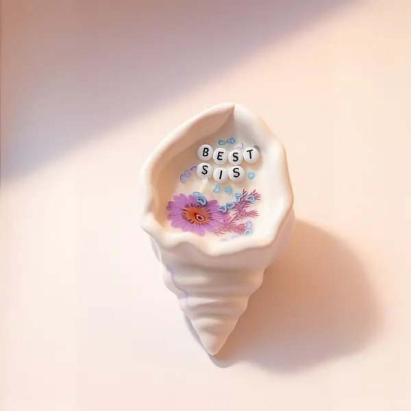 Best Sis Shell Candle with Floral Beads