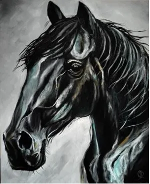 Midnight Nobility: Charcoal Portrait of a Black Horse