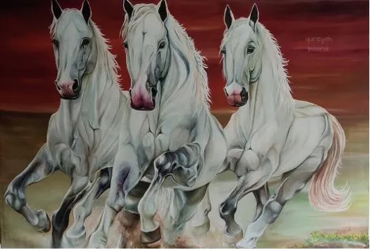 Galloping Majesty: Three White Horses in Motion