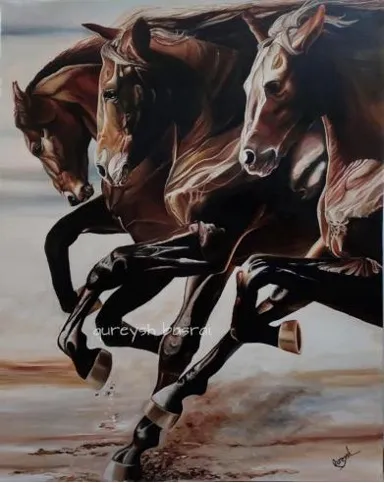 Desert Gallop: Three Horses in Motion