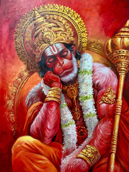 Divine Hanuman: Sacred Devotion in Crimson Gold