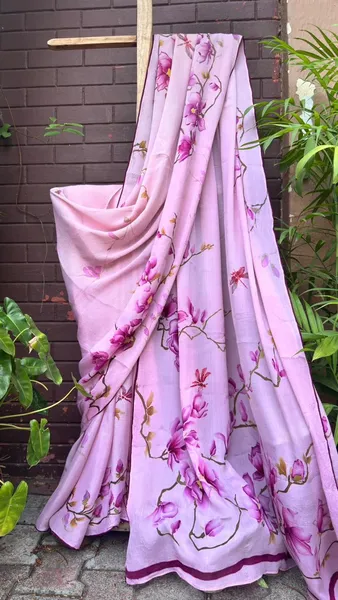 Orchid Reverie: Handwoven Floral Saree